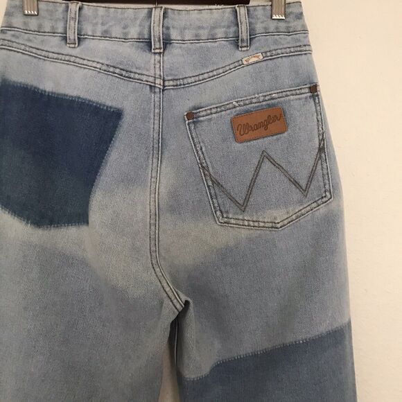 Wrangler Billabong Blue Patchwork Mid Rise Straight Leg Denim Jeans - 28 - Picture 4 of 9